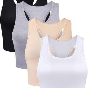Stylish & Breathable 4-Pack Sleeveless Crop Tank Tops - Perfect for Any Occasion